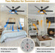 54 Inch Indoor Modern Quiet Reversible Motor Ceiling Fan with LED Lights and Remote Control, 6 Blades, 6 Speed, Dimmable, 3CCT, Black