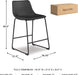 Signature Design by Ashley Counter Height Bar Stool, Set of 2, Black | French Black Faux Leather, Contoured Bucket Seat, Sturdy Metal Frame, 24 Inch Class, Centiar Series