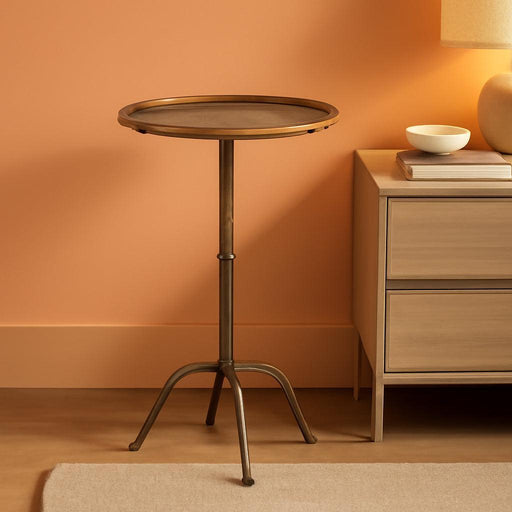 Metal Martini Cocktail Table, Antique Brass