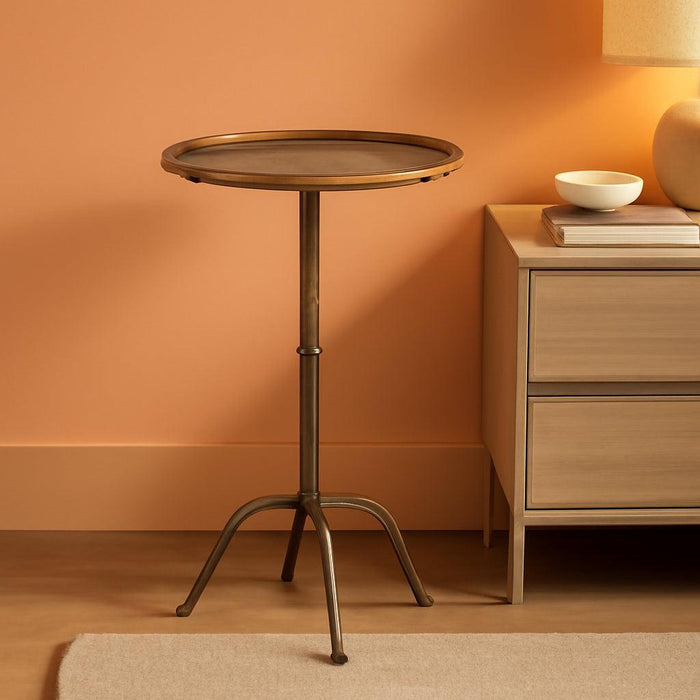 Metal Martini Cocktail Table, Antique Brass