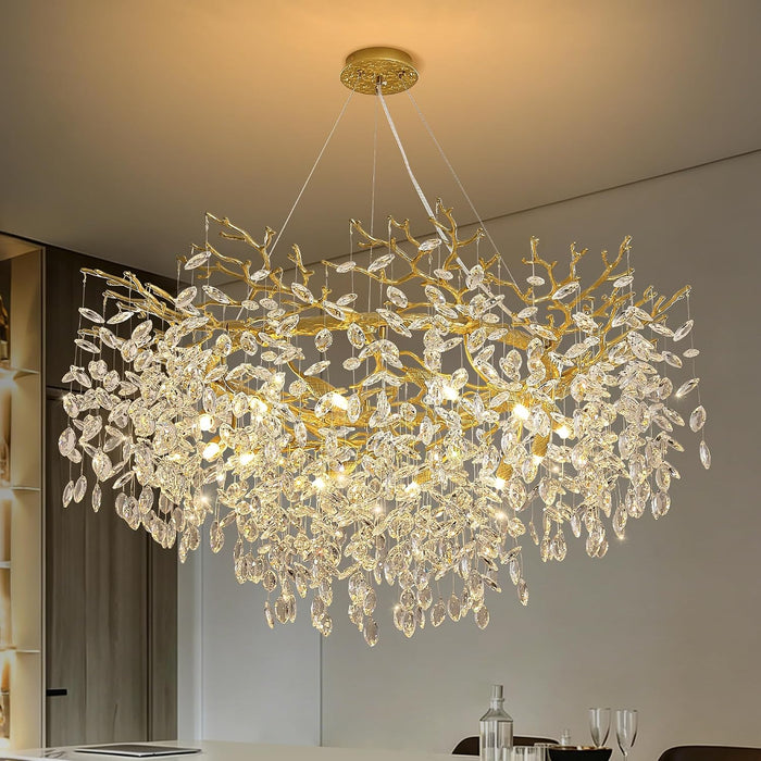 Gold Crystal Chandelier 43 Inch Tree Branch Chandelier 12-Lights