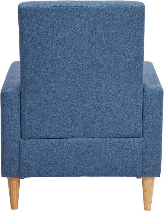 Modern Upholstered Accent Chair Armchair with Pillow, Fabric Reading Living Room Side Chair,Single Sofa with Lounge Seat and Wood Legs, Blue