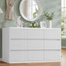 White 9 Drawers Dresser for Bedroom, 57" Wide Modern Fluted Chest of Drawers with Curved Profile, Handleless, Vertical Dressers for Bedroom, Living Room, Hallway