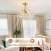 20" Gold Fandelier Ceiling Fan with Light, Flower Crystal Chandelier Ceiling Fan with Light and Remote Control, Modern Caged Enclosed 6 Speeds for Girl'S Bedroom, Nursery, Living Room