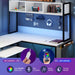 67" L Shaped Gaming Desk, Corner Desk for Compact Spaces with Keyboard Tray & Storage Shelf,Reversible Computer Desk with LED Lighting,Metal Frame PC Gaming Table for Home Office Bedroom,White