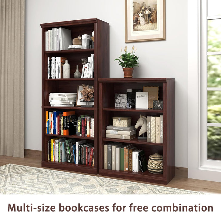 5- Shelf Bookcase, Wood Book Shelf with Bookshelves