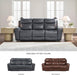 Mighty Moves Contemporary Power Leather Match Reclining Sofa with Position Lock, Adjustable Headrest and USB Charging Ports, Blue