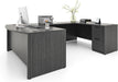 67'' U Shaped Bow Front Executive Desk with 2 Storage File Cabinets - ShipItFurniture