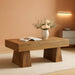 Farmhouse Coffee Table, 47 Inches Wooden Rectangular Accent Center Tables with Thick Base, Modern Low Cocktail Tea Furniture for Living Room (Rustic Brown)