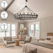 53Inch Black Wagon Wheel Chandelier Farmhouse Industrial