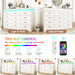 71" Wide 46" Tall Large Farmhouse 12 Drawers Dresser for Bedroom with LED Light and Power Outlets,Wood Rustic 12 Chests of Drawers for Closet,Tall Storage Dresser Organizer for Bedroom(White)