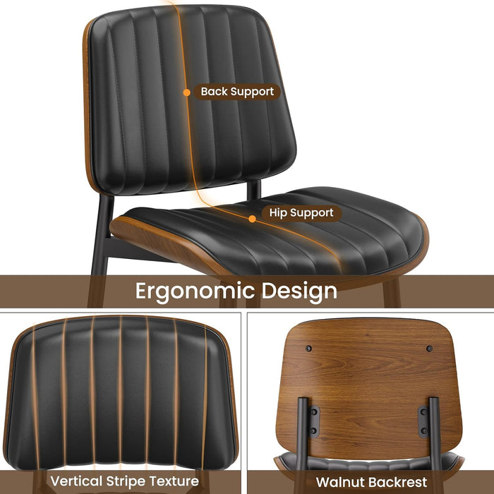 Dining Chairs Set of 2, Mid Century Modern PU Leather Kitchen Chairs