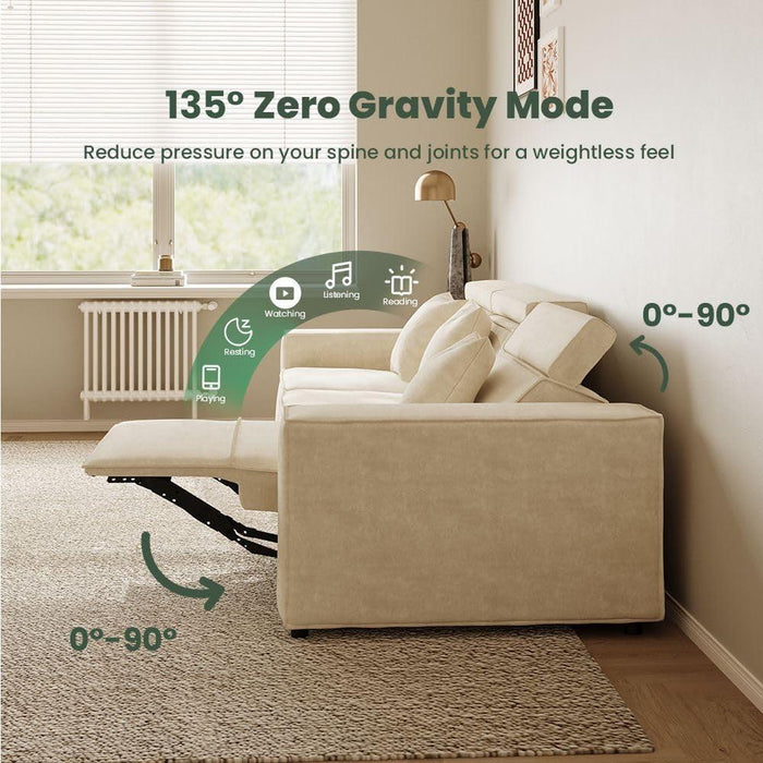 115" Power Sofa,Modular Sectional Couches for Living Room,Modern Large Sofa with Recliners,Comfy Velvet Cloud Couch with Deep Seat,Pet Friendly,Free Combination for Home(Beige)