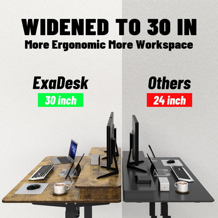 Electric Standing Desk, 63 * 30 Inches Adjustable Height with 4 Drawers, Double Storage Shelves Stand up Desk, Home Office Workstation Sit Stand up Desk (Rustic Brown)