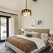 Black Glass Drum Chandelier DiningRoom FourLight Modern