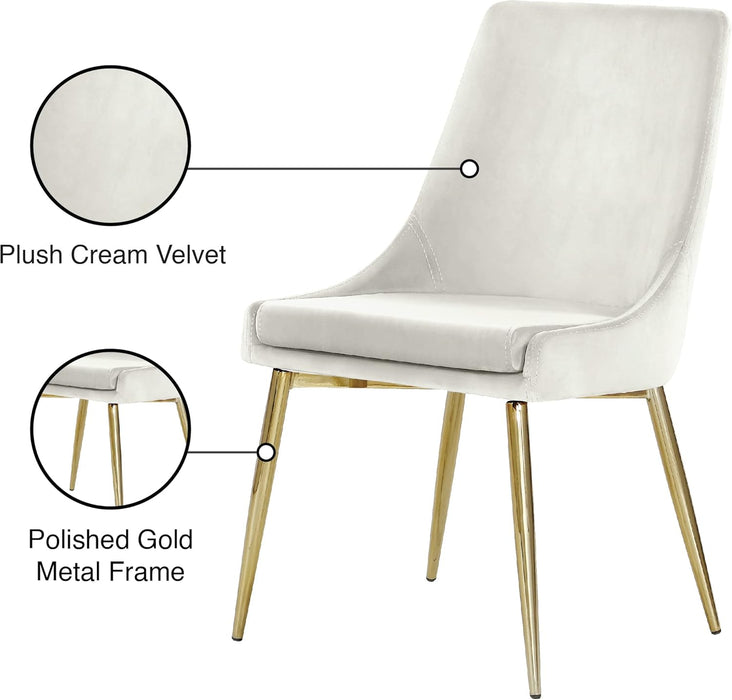 Karina Collection Modern | Contemporary Velvet Upholstered Dining Chair with Sturdy Metal Legs, Set of 2, 19.5" W X 21.5" D X 33.5" H, Cream