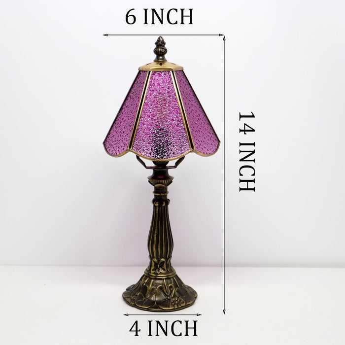 Stained Glass Table Lamp Purple Diamond Style Lamp 14 Inch