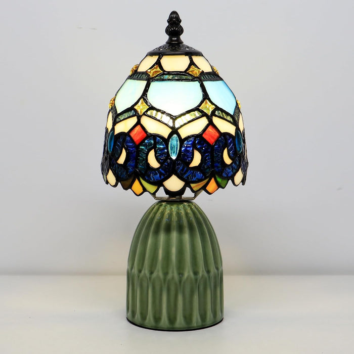 Tiffany Stained Glass Mushroom Table Lamp 12.5 Inch -Blue Jewelry
