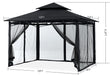 10' X 12' Outdoor Patio Gazebo Double Roof Steel Frame with Mesh Walls, Black