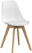 Set of 2 Modern Style Chair Dining Chairs, Shell Lounge Plastic Chair with Natural Wood Legs (White)