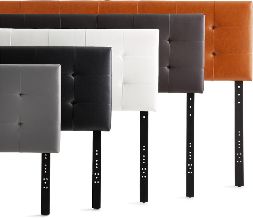 Hawthorne Faux Leather Headboard - Modern -Adjustable Height - Buttonless Tufting, Full/Full XL, Brown