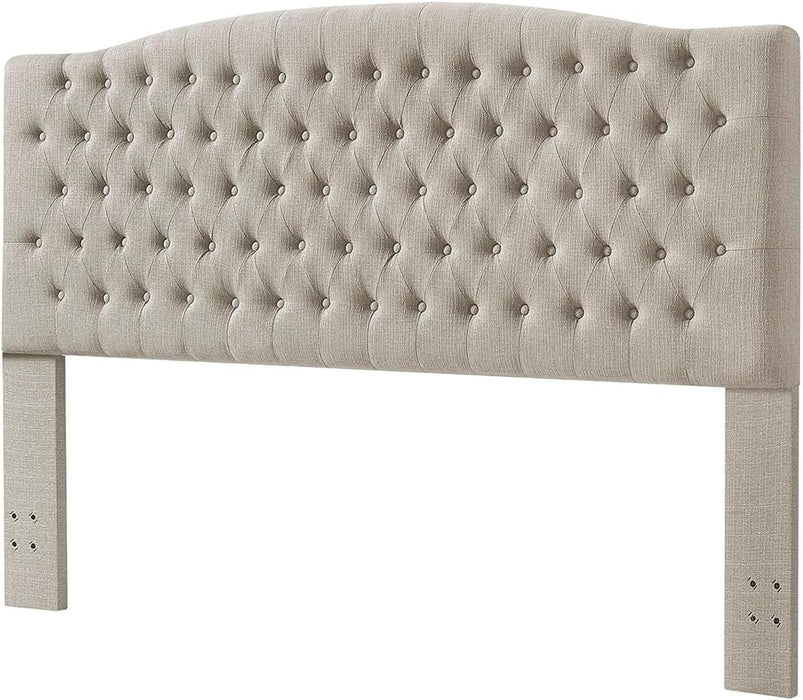 Linen Upholstered Tufted Button King Headboard and Comfortable Fashional Padded King/California King Size Headboard - Linen