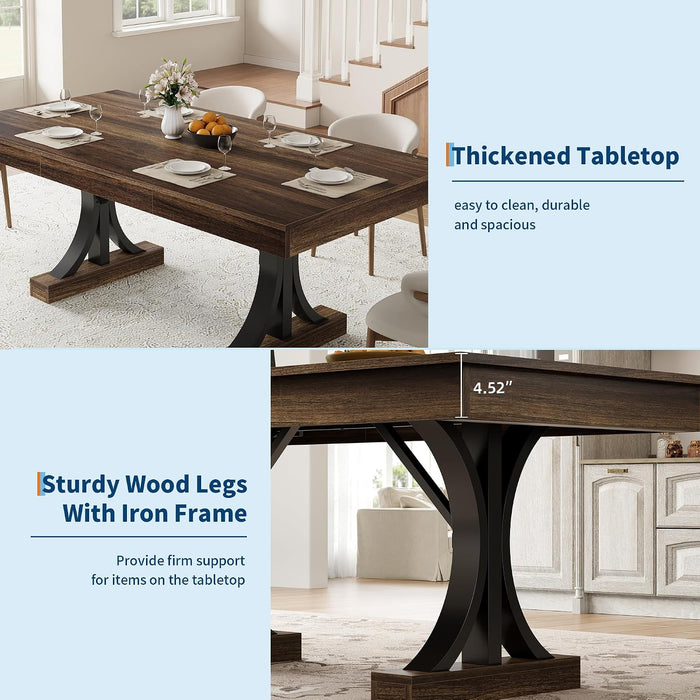 Farmhouse Dining Table for 4-6, 63-Inch Dining Table