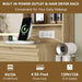 Vanity Desk with Lights, Fluted Vanity with 4 Drawers, Open Shelves, Power Outlet, LED Lighted Mirror, 3 Lighting Modes & Brightness Adjustable, Wood Dressing Table for Bedroom,Natural Oak
