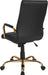 Whitney High-Back Swivel Leathersoft Desk Chair with Padded Seat and Armrests, Adjustable Height Padded Office Chair, Black/Gold