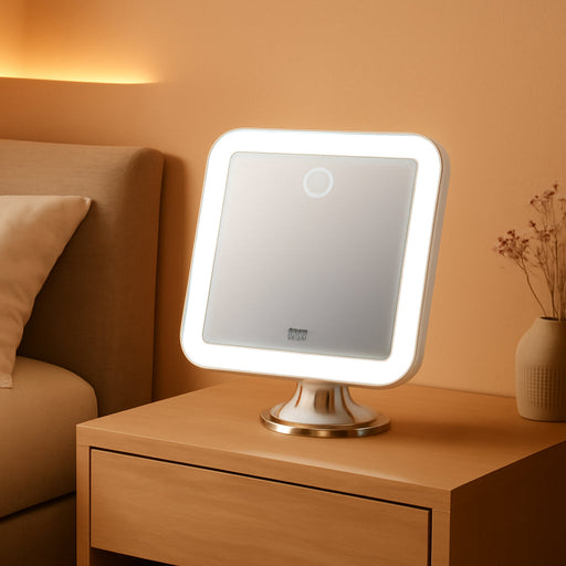 Rechargeable 10X Magnifying Mirror with 3 LED Light Settings, Dimmable Touch Light, Cordless, Locking Suction Mount, Lighted Mirror for Bathroom or Travel, Mira 2 (White)