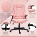 6 Point Vibrating Massage Office Chair with Heat, Velvet High Back Executive Office Chair with Reclining Backrest, Padded Armrests and Remote, Pink