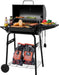 CC1624 Barrel Charcoal Grill, Large Charcoal Grill with Side & Front Shelves, 426 Sq. In. Cooking Grid, Sturdy Side Shelf with Hooks, for Outdoor Backyard and Picnics, Black
