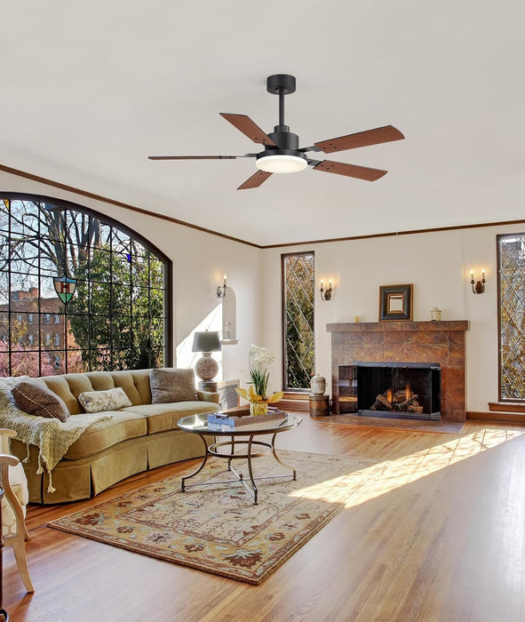 Ceiling Fan Lights, 52" Ceiling Fans with Lights and Remote, Farmhouse Ceiling Fans with Light Quiet Reversible DC Motor, Dual-Finish LED Ceiling Fan Light for Living Room, Bedroom, Kitchen