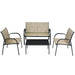 4 Pieces Patio Furniture Set with Glass Top Coffee Table