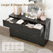 Modern 6 Drawer Dresser for Bedroom, Dresser Chest of Drawer with Large Drawers & Golden Handles, Wooden Dressers Drawer Storage Unit for Bedroom, Living Room, Closet (Black)