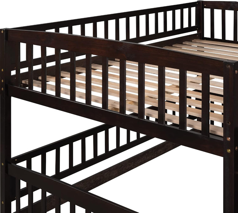 Espresso SolidPine FullOverFull BunkBed With Slide