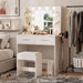 White Makeup Vanity Desk With Adjustable Illumination