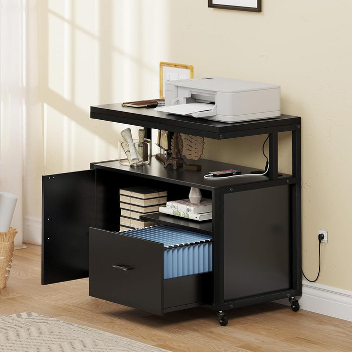 Rolling File Cabinet with Charging Station