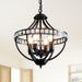Black Crystal Chandelier 4 Light Pendant Farmhouse