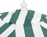 Beverly 9 Ft. Coastal Green and White Striped Half Patio Umbrella with Scalloped Fringe, Crank Lift, and Manual Tilt for Balcony, White Pole UMB1201L