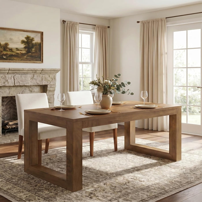 78 Inch RusticWoodFinish Dining Table With Pedestal