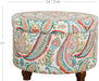 Home Decor | Upholstered round Storage Ottoman | Ottoman with Storage for Living Room & Bedroom, Bold Paisley