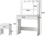Vanity Desk with Mirror and Lights, Adjustable Brightness, White Vanity Table Set with Storage Drawer,Makeup Vanity Set with Cushioned Chair