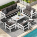 Aluminum Patio Furniture Set, Modern Outdoor Patio Furniture with Coffee Table, 7 Pieces Outdoor Conversation Set with Dark Gray Cushions for Balcony, Porch, Lawn and Yard
