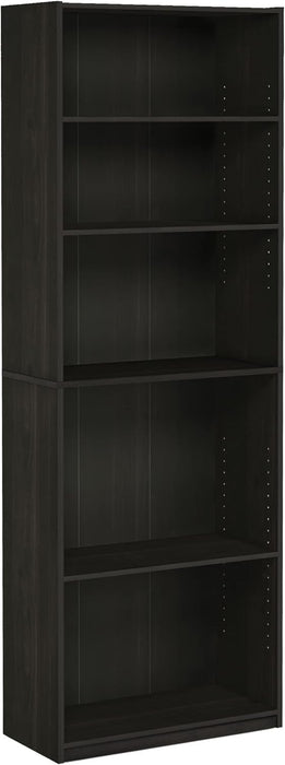 Tall BookshelfUnit Five Tier Black Espresso Bookcase