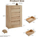 5 Drawer Dresser for Bedroom, 48" Tall Dresser Chest of Drawers with Thick Wood Design, Handleless, Modern Bedroom Dresser, Storage Organizer for Living Room/Entryway, Natural Oak
