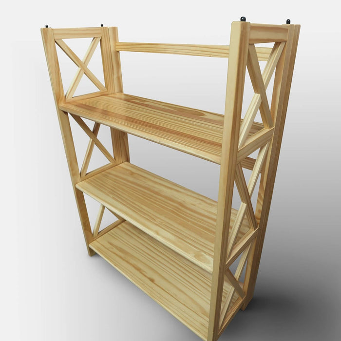 Montego 3-Shelf Folding Bookcase, Natural , 27.5" Wide