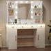 Vanity Desk with Mirror and Lights, Makeup Vanity with Mirror and LED Lights & Power Outlet, 3 Drawers and Cabinets, 3 Lighting Modes Dressing Table Set for Girls Women Bedroom, White