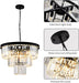 8 Light Modern Crystal Chandelier 20'' Black Chandeliers for Dining Room Contemporary Pendant Light Fixture round 3-Tier Adjustable Height E12 for Living Room, Foyer, Entryway, Bedroom