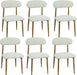 Modern Upholstered Dining Chairs Set of 6, Mid-Century Metal Frame with Wood Grain, Linen Fabric Side Chair for Kitchen Dining Room, 350Lbs Capacity, Beige